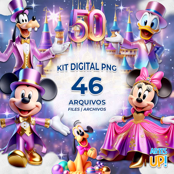 Kit Digital PNG Disney 50 anos Clipart 1