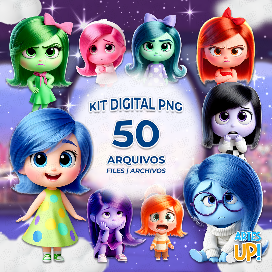 Kit Digital PNG Emoções Divertida Mente Clipart Meninas 1