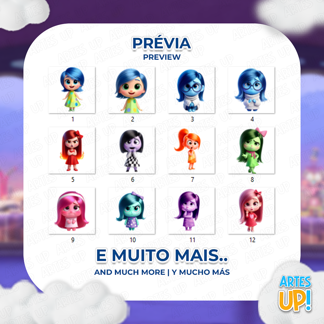 Kit Digital PNG Emoções Divertida Mente Clipart Meninas 2