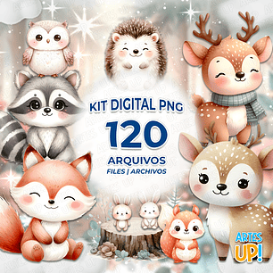 Kit Digital PNG Bosque Encantado Clipart Cute