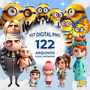 Kit digital PNG de Minions, Gru, mi villano favorito  
