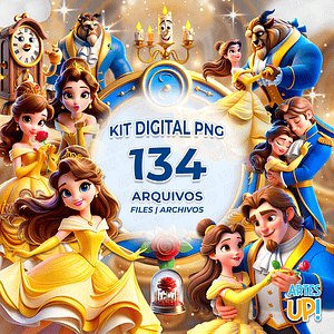 Kit digital PNG La Bella y la Bestia Clipart