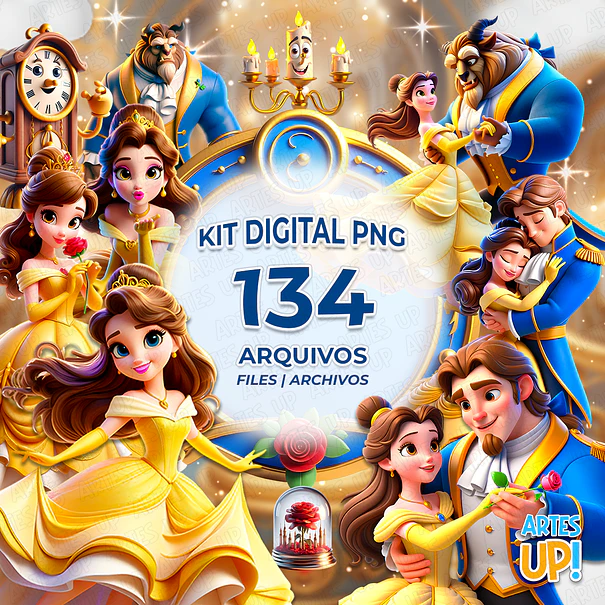 Kit Digital PNG A Bela e a Fera Clipart 1