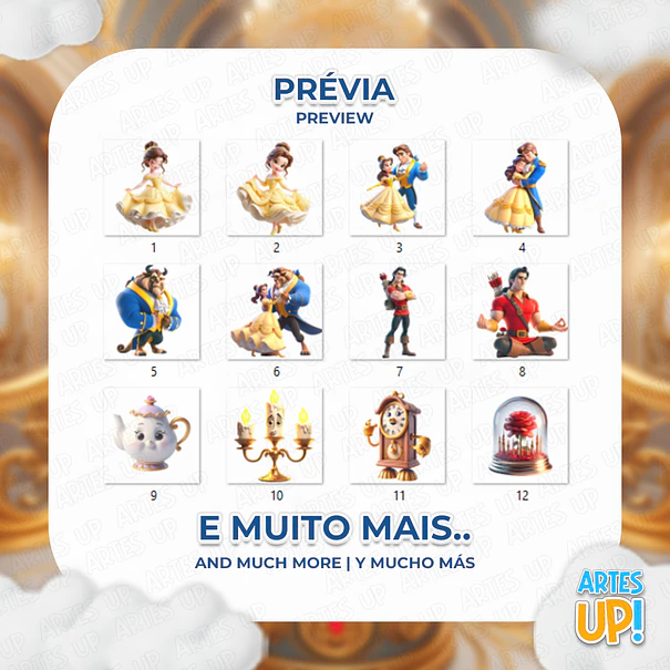 Kit Digital PNG A Bela e a Fera Clipart 2