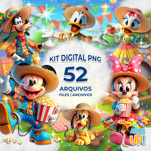 Kit Digital PNG Mickey Festa Junina Arraiá Clipart