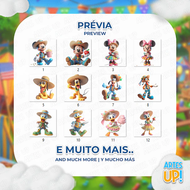 Digital Kit PNG Mickey Festa Junina Arraiá Clipart 2