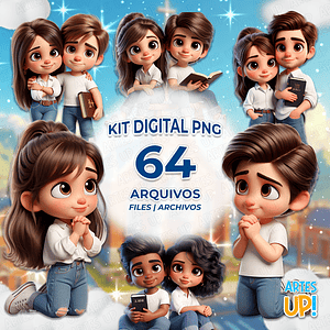 Kit digital de imágenes prediseñadas de pareja cristiana PNG
