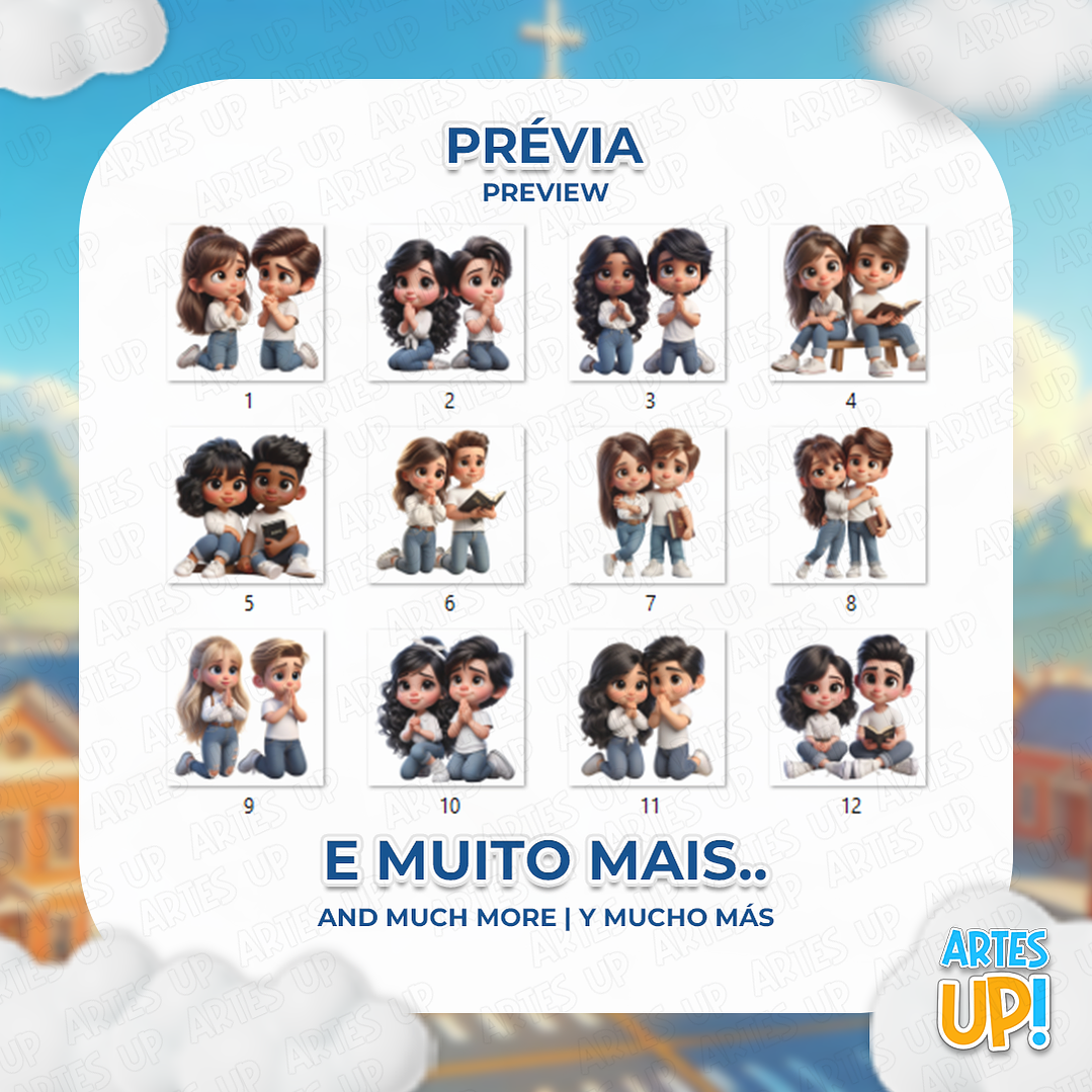 Kit Digital PNG Casal Cristão Clipart 2