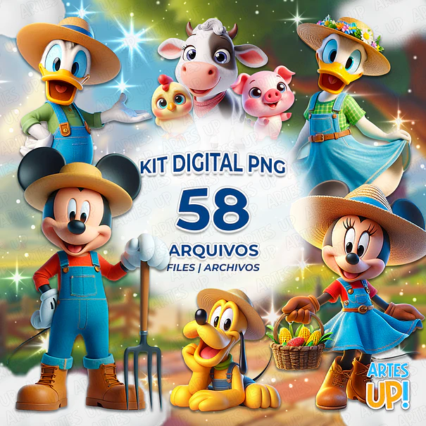 Kit de imágenes PNG digitales de la Granja de Mickey 1