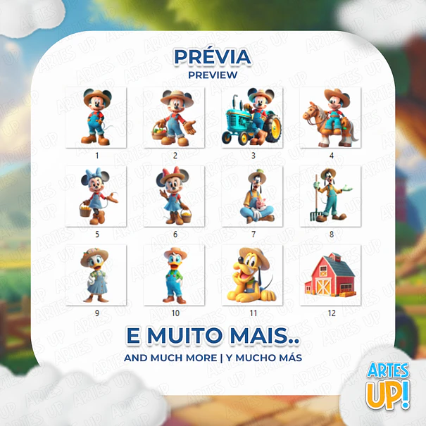 Kit de imágenes PNG digitales de la Granja de Mickey 2