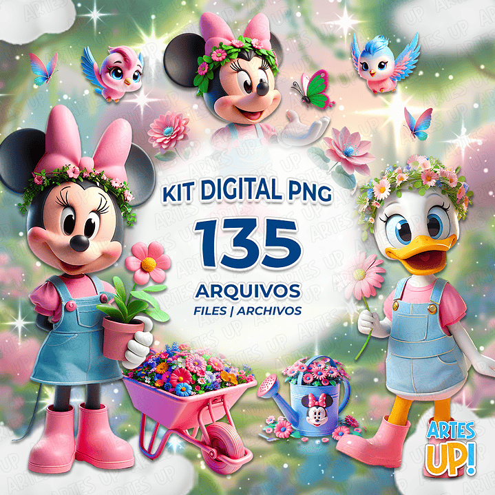 Kit Digital PNG Jardim da Minnie Clipart 1