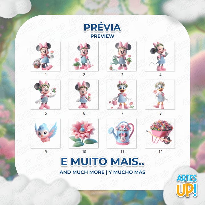 Kit Digital PNG Jardim da Minnie Clipart 2