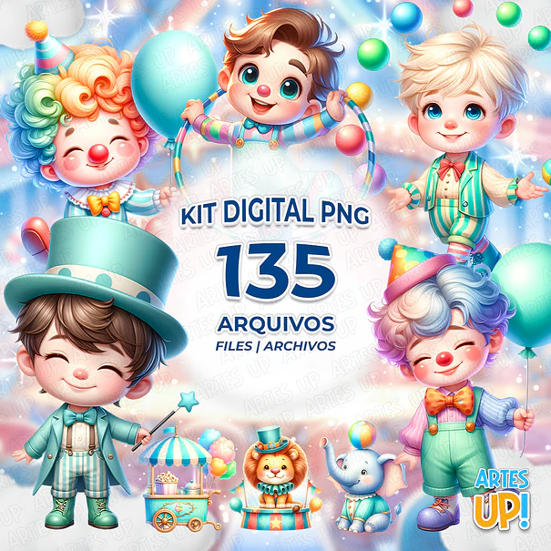 Kit Digital PNG Circo Menino Clipart 1