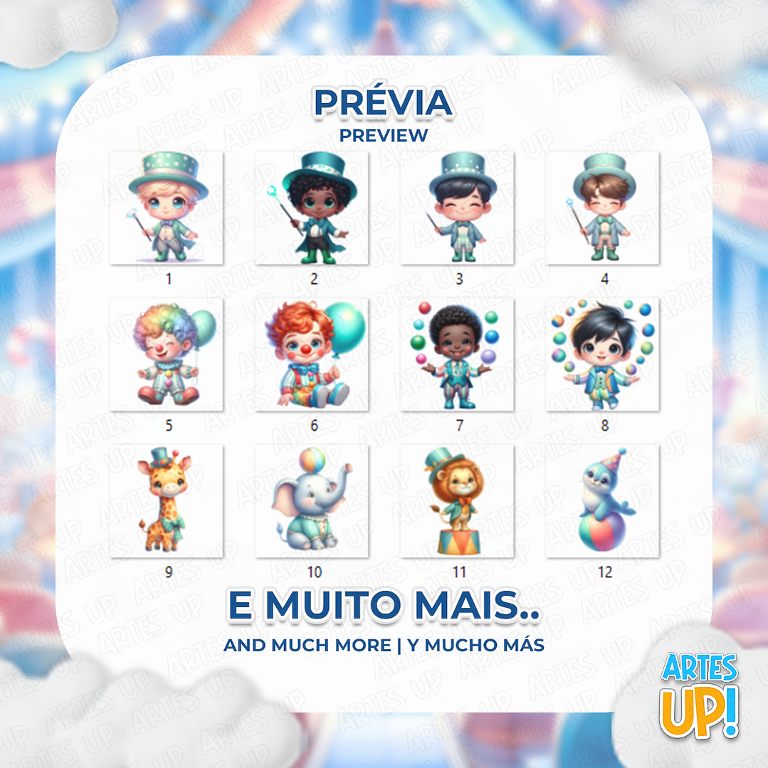 Kit Digital PNG Circo Menino Clipart 2