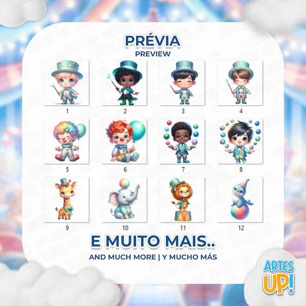 Kit Digital PNG Circo Menino Clipart 2