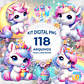 Kit Digital PNG Unicórnio Clipart Cute - Thumbnail 1