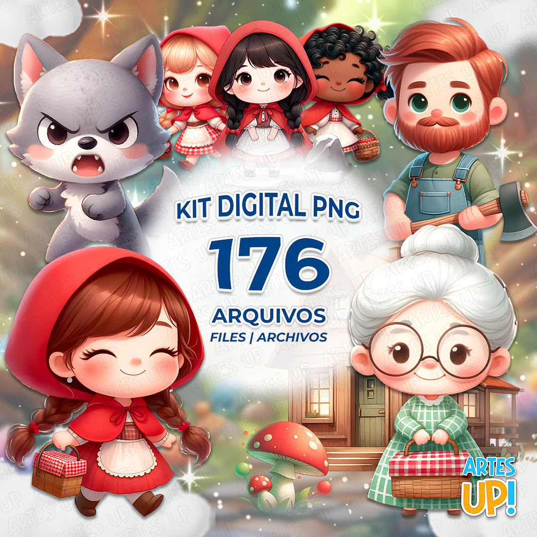 Kit Digital PNG Chapeuzinho Vermelho Clipart 1