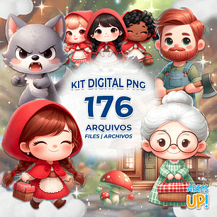 Kit Digital PNG Chapeuzinho Vermelho Clipart