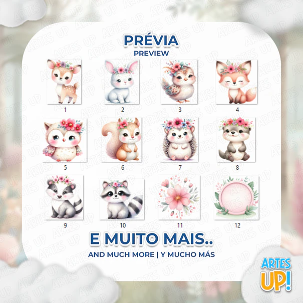 Kit digital PNG Clipart floral del bosque encantado 2