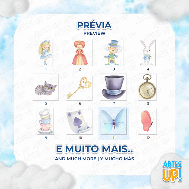 Kit Digital PNG  Alice no País das Maravilhas Clipart Aquarela 2