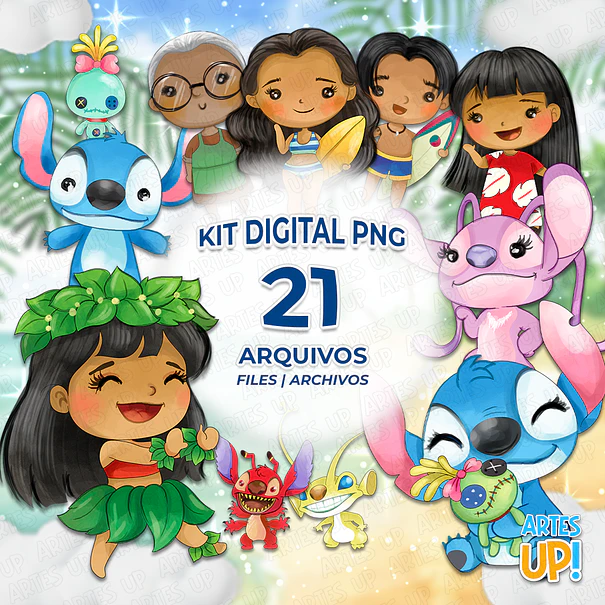 Digital Kit PNG Lilo and Stitch Watercolor Clipart 1