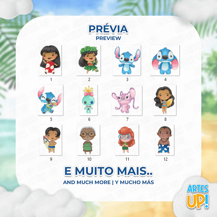 Kit Digital PNG Lilo e Stitch Clipart Aquarela 2