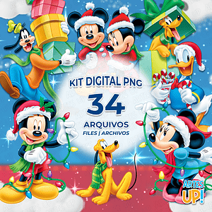 Kit digital PNG Mickey Navidad Clipart