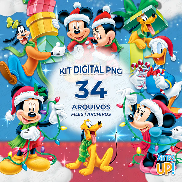 Kit Digital PNG Mickey Natal Clipart 1