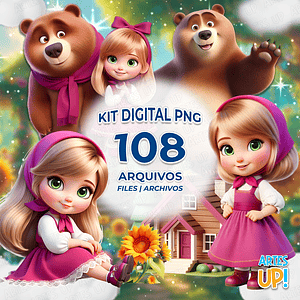 Kit digital PNG Masha y el oso Clipart