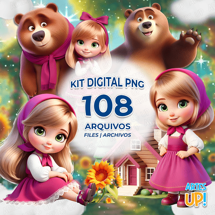 Kit Digital PNG Masha e o Urso Clipart 1