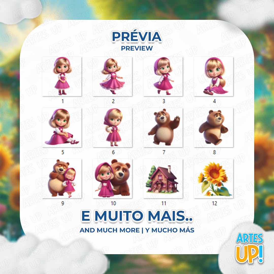 Kit Digital PNG Masha e o Urso Clipart 2