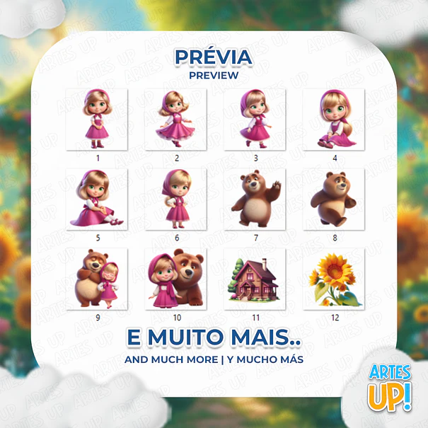 Kit Digital PNG Masha e o Urso Clipart 2