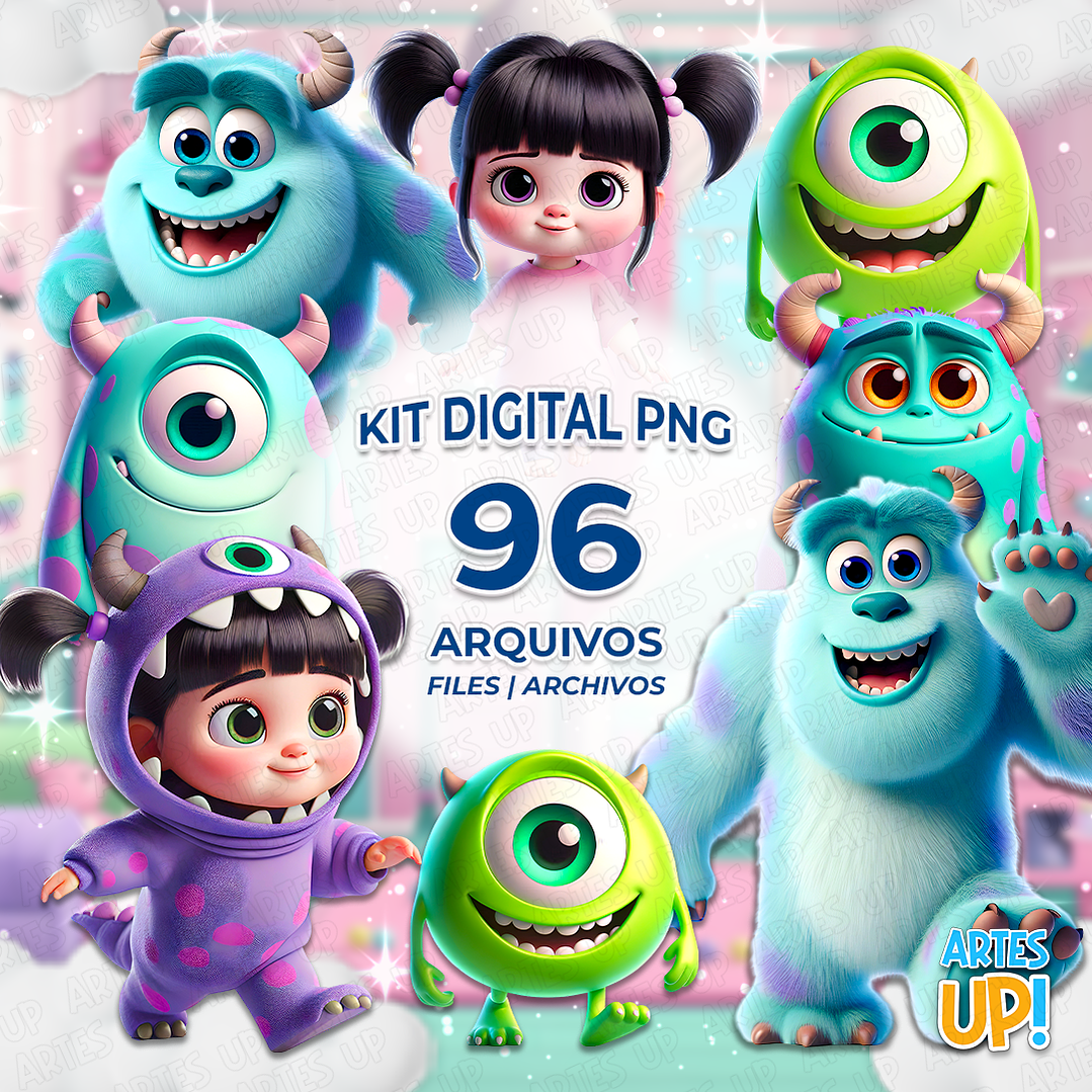 Kit Digital PNG Monstros S.A. Clipart 3D  1