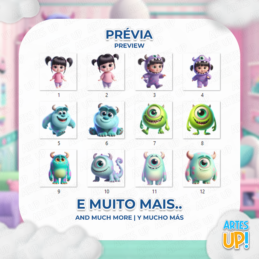 Kit Digital PNG Monstros S.A. Clipart 3D  2