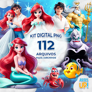 Kit digital de imágenes prediseñadas de la Sirenita Ariel PNG