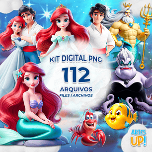 Kit Digital PNG Ariel Pequena Sereia Clipart