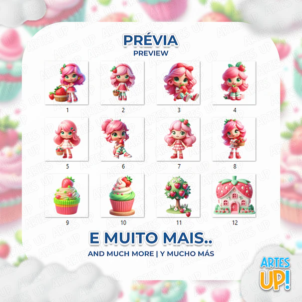Kit Digital PNG Moranguinho Clipart 2