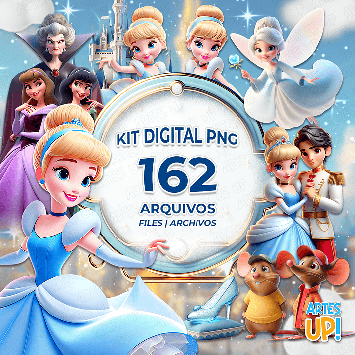 Kit Digital PNG Cinderela Clipart 1