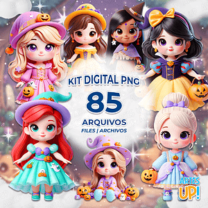 Kit digital PNG Princesas Disney Halloween Clipart Lindo