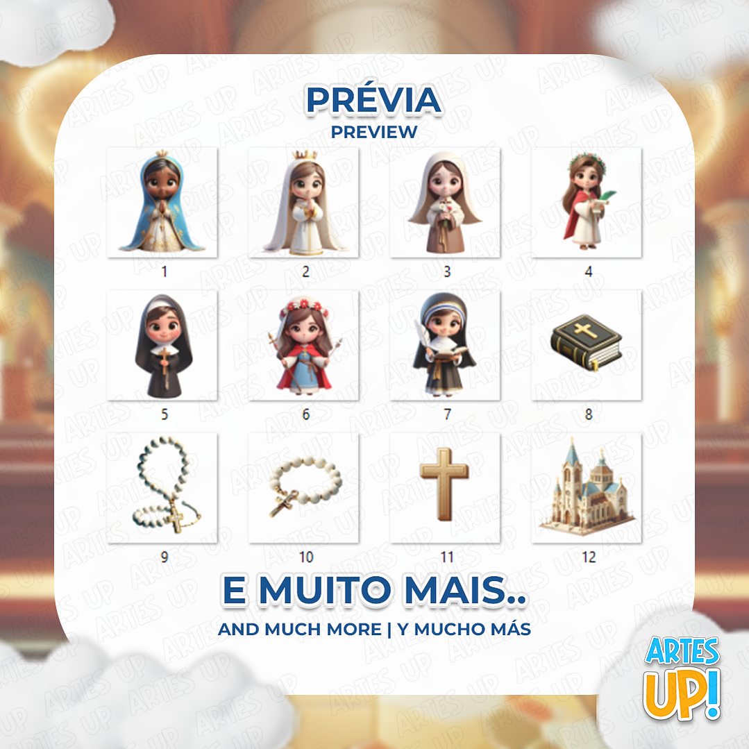 Kit Digital PNG Santas Católicas Clipart Fofas 2