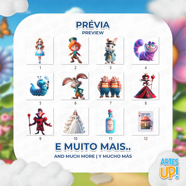 Kit Digital PNG Alice no País das Maravilhas Clipart 3D 2