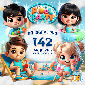 Kit digital PNG Fiesta en la piscina Clipart de fiesta en la piscina