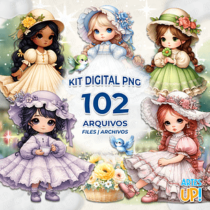 Kit Digital PNG Casa de Bonecas Clipart Aquarela