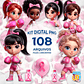 Kit Digital PNG Mascotes Outubro Rosa Clipart - Thumbnail 1