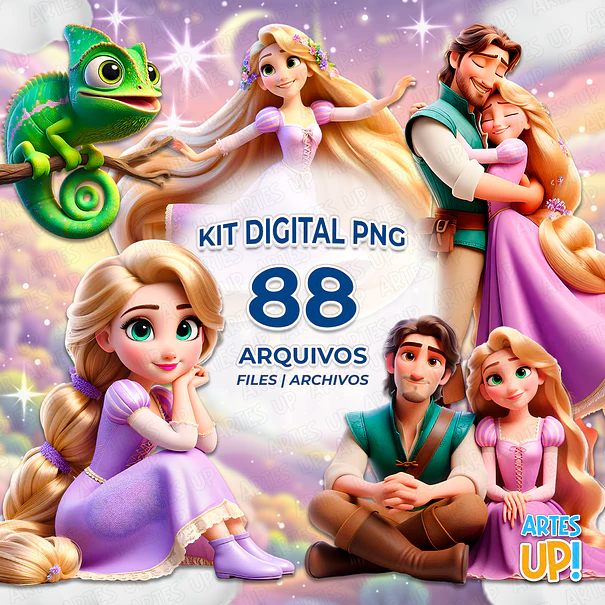 Rapunzel Clipart Tangled Digital Kit PNG 1