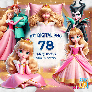 Kit Digital PNG Princesa Aurora Clipart