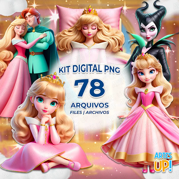 Kit Digital PNG Princesa Aurora Clipart 1