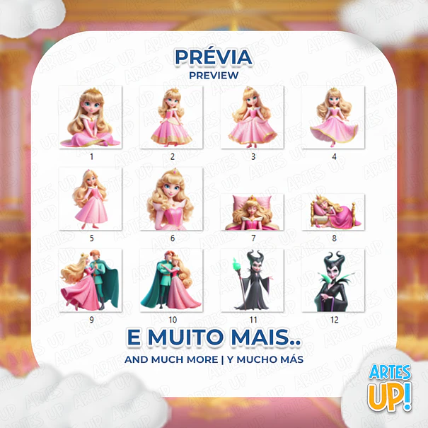 Kit Digital PNG Princesa Aurora Clipart 2