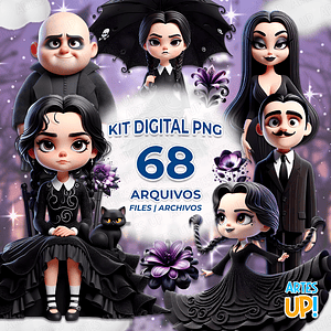 Kit digital PNG Clipart de Wandinha Addams