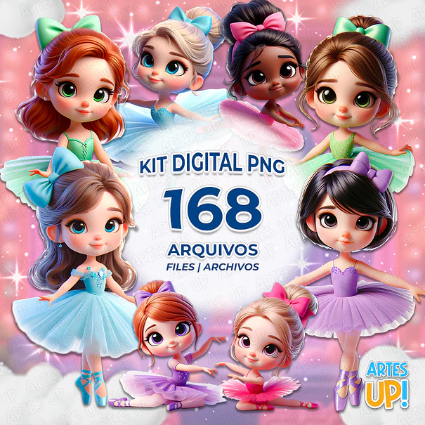 Kit Digital PNG Bailarina Colorida Clipart 1